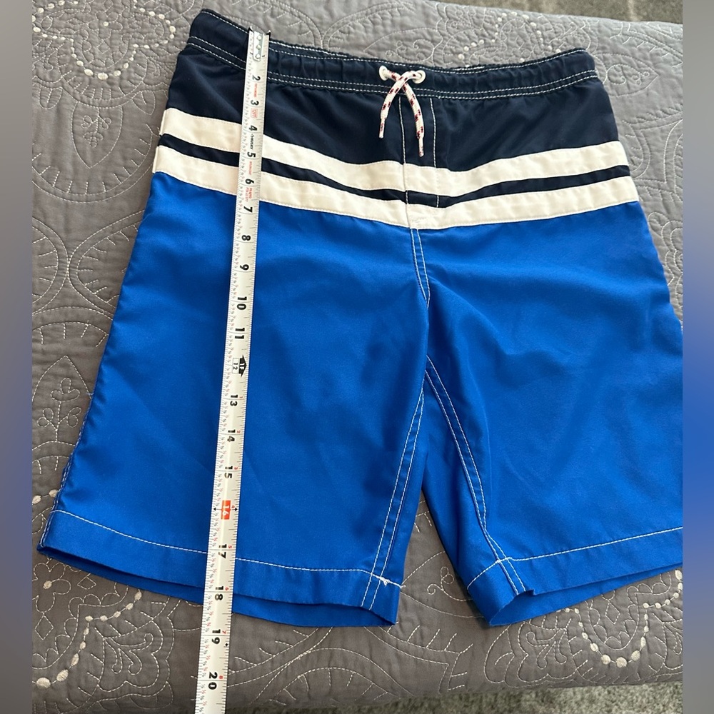 Lands End Boys Blue/White Swim Trunks Size Large 14-16 - Picture 2 of 10